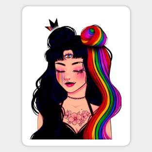 Rainbow Hair Girl Magnet